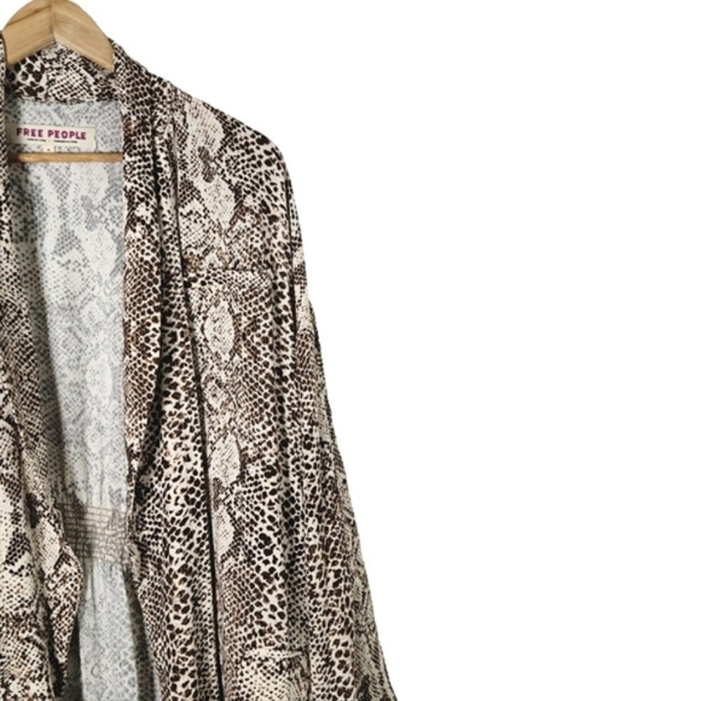 Free People Wild Nights Snake Print Duster Womens Full Length Kimono Jacket Sz M - Picture 6 of 16